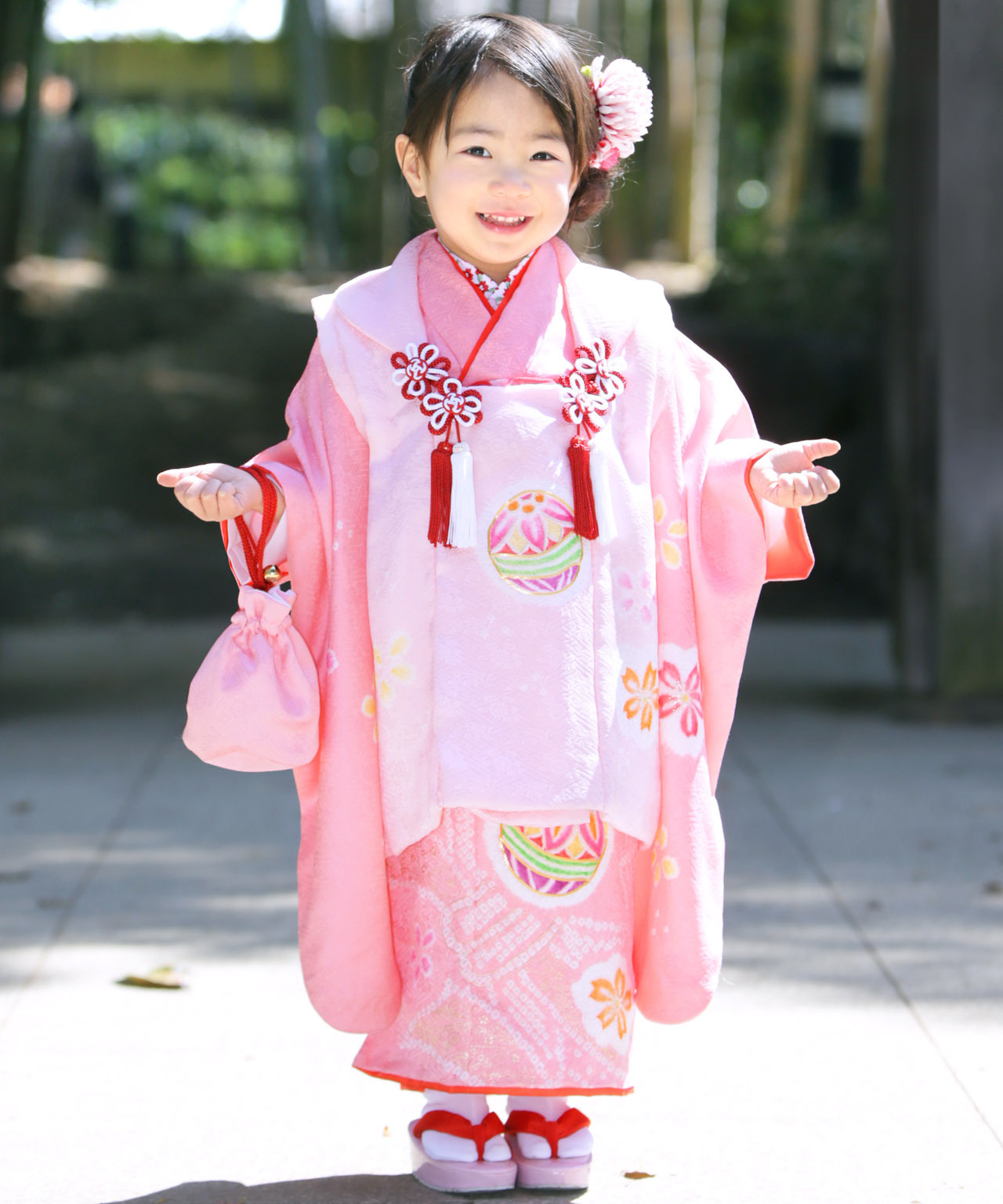 ラヴュー特選、七五三のお被布「正絹」_三歳_ピンク_薄ピンク